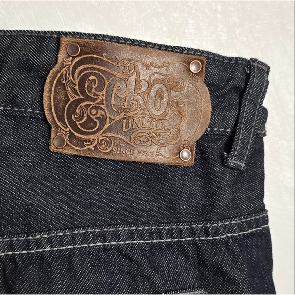 Vintage Marc Ecko Unltd Mens Jeans Baggy Fit 42×31 Dark Wash Denim Cyber Y2K NWT - Picture 6 of 11